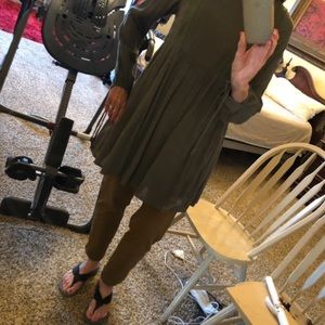 Women’s gray green shirt dress.  Long sleeve, tie closure.  Size small.